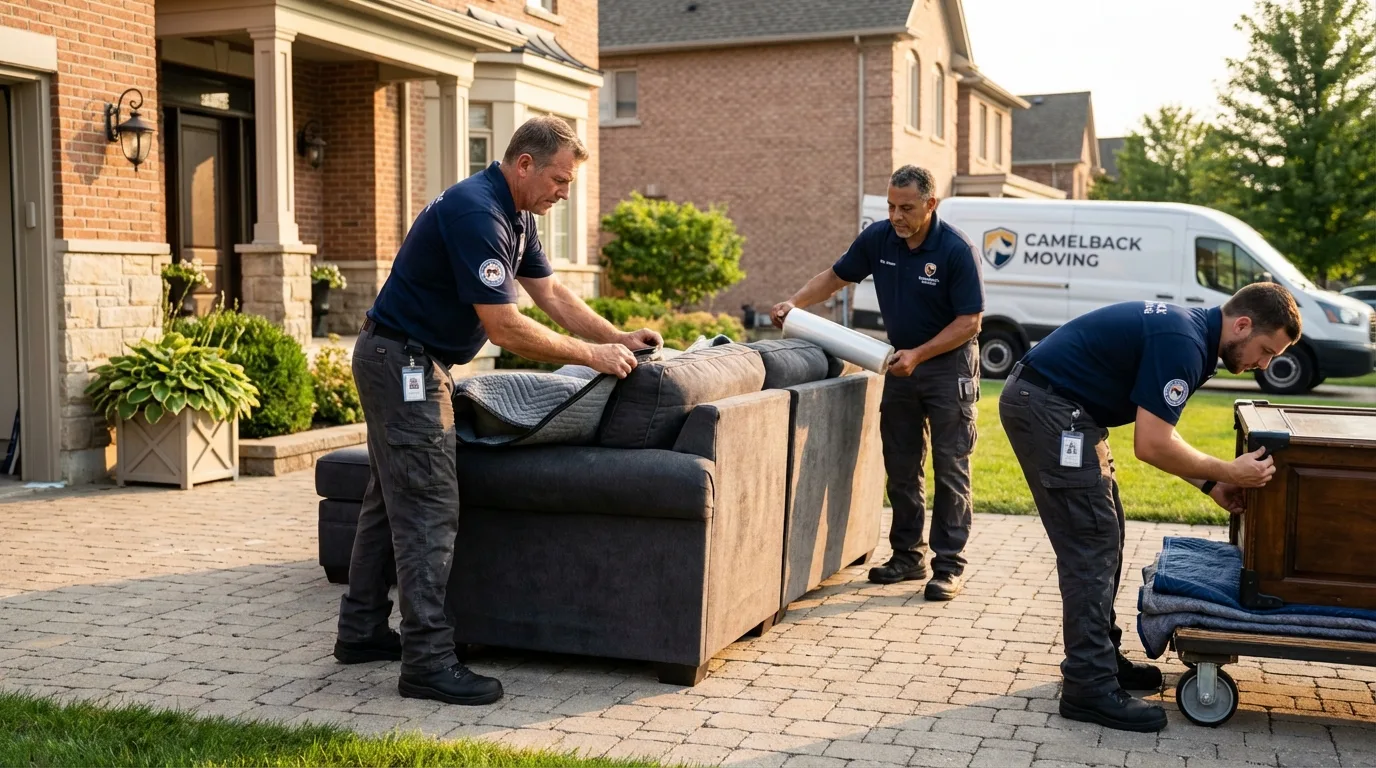 Large estate moving crew wrapping furniture in Mooresville, IN