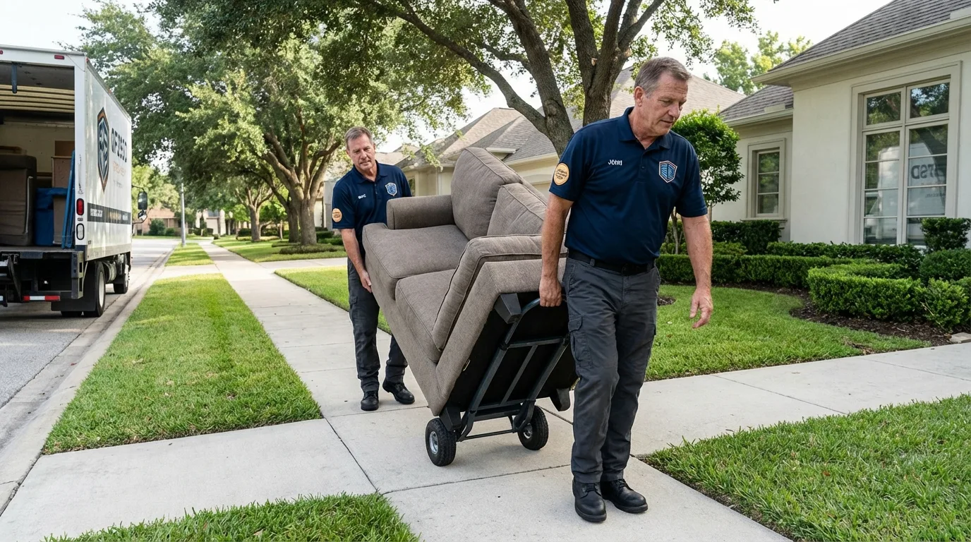 Local residential moving crew loading furniture in Mooresville, IN