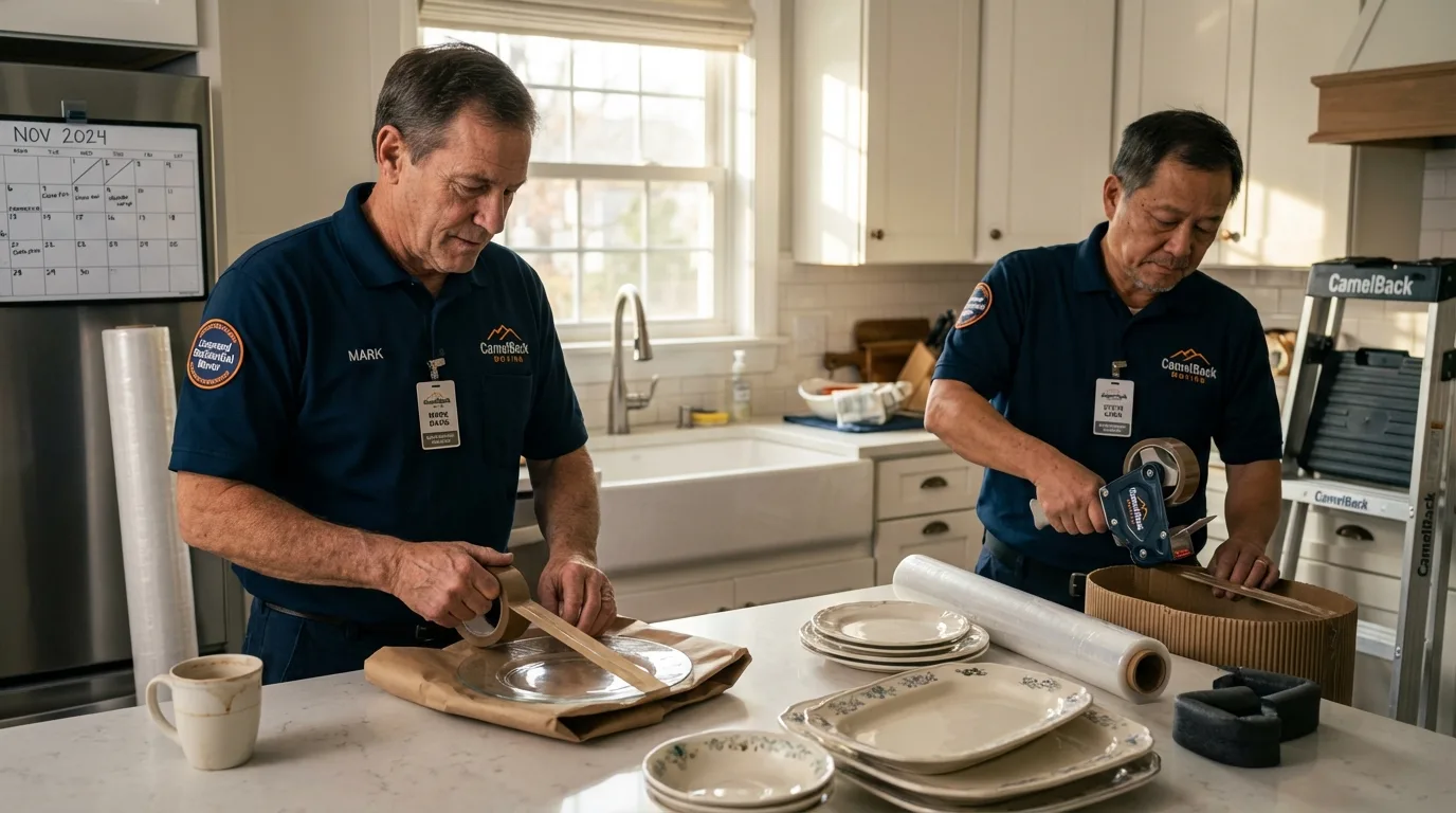 Professional crew packing kitchen dishware in Mooresville, IN